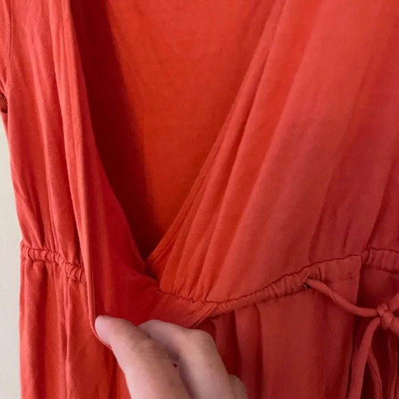 Sundance Womens Red Wrap Dress XS Dolman Sleeve Pleated Summer Basic Casual - Picture 5 of 7